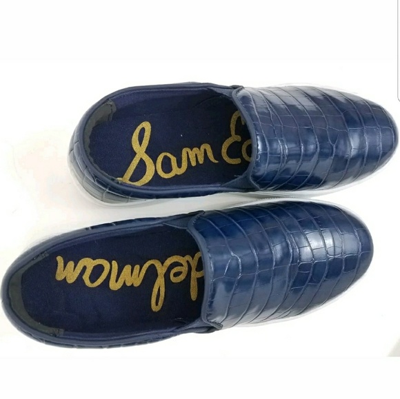 Sam Edelman alligator slip on blue sneakers size 8 - Picture 2 of 6